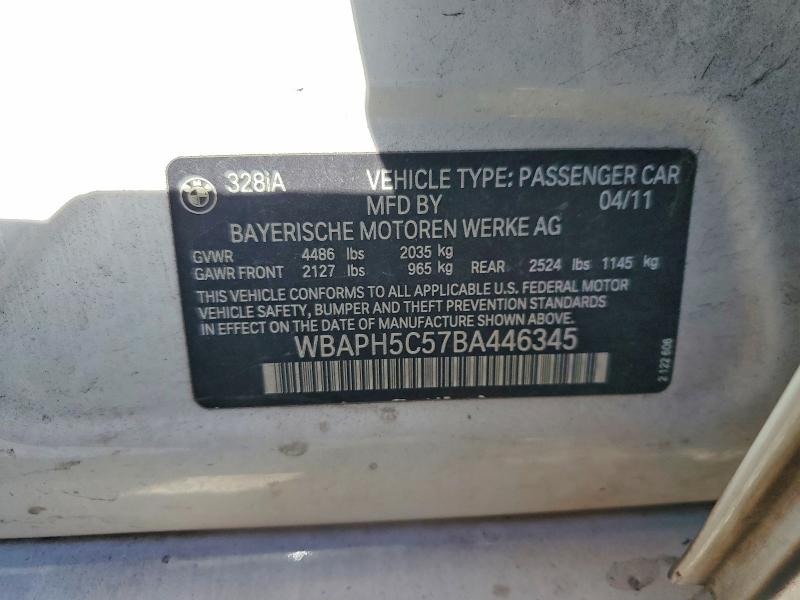 2011 Bmw 328 მანქანა იყიდება აუქციონზე, vin: WBAPH5C57BA446345, აუქციონის ნომერი: 70323736