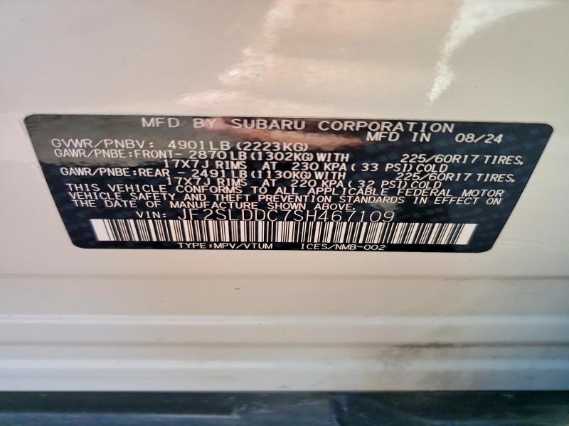 Aukcja sprzedaży 2025 Subaru Forester, vin: JF2SLDDC7SH467109, numer aukcji: 68002386