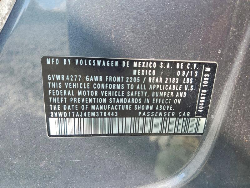 2014 Volkswagen Jetta მანქანა იყიდება აუქციონზე, vin: 3VWD17AJ4EM376443, აუქციონის ნომერი: 68649876