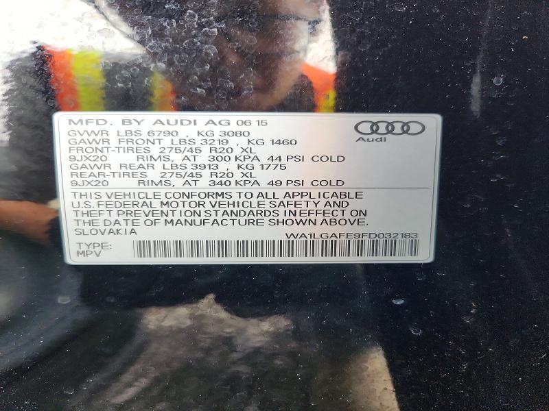 68633246 :رقم المزاد ، WA1LGAFE9FD032183 vin ، 2015 Audi Q7 مزاد بيع