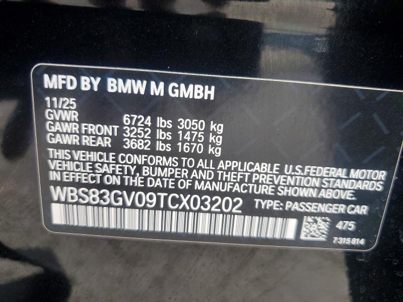 Продаж на аукціоні авто 2026 Bmw M5, vin: WBS83GV09TCX03202, номер лоту: 68689166