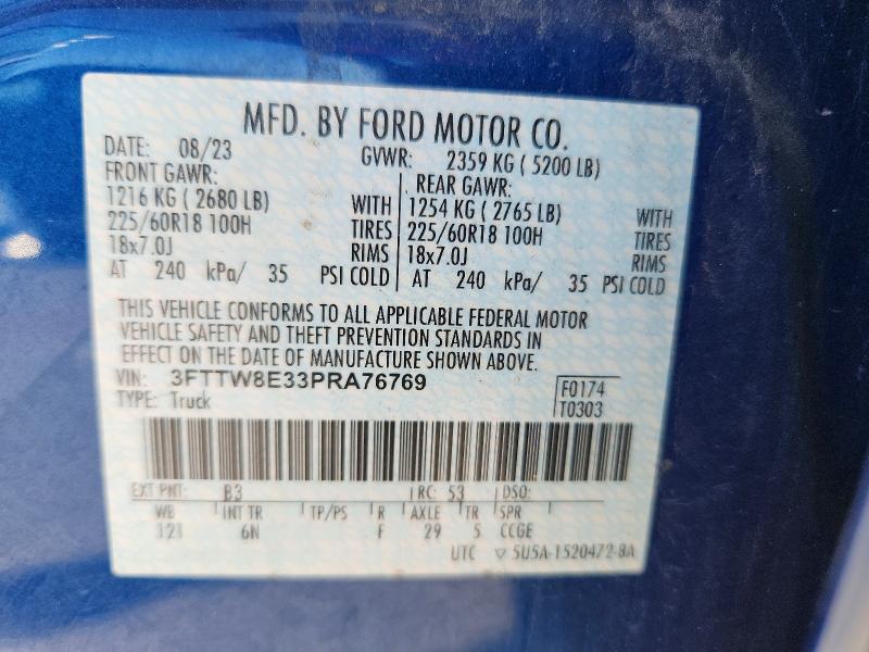 2023 Ford Maverick მანქანა იყიდება აუქციონზე, vin: 3FTTW8E33PRA76769, აუქციონის ნომერი: 69042626