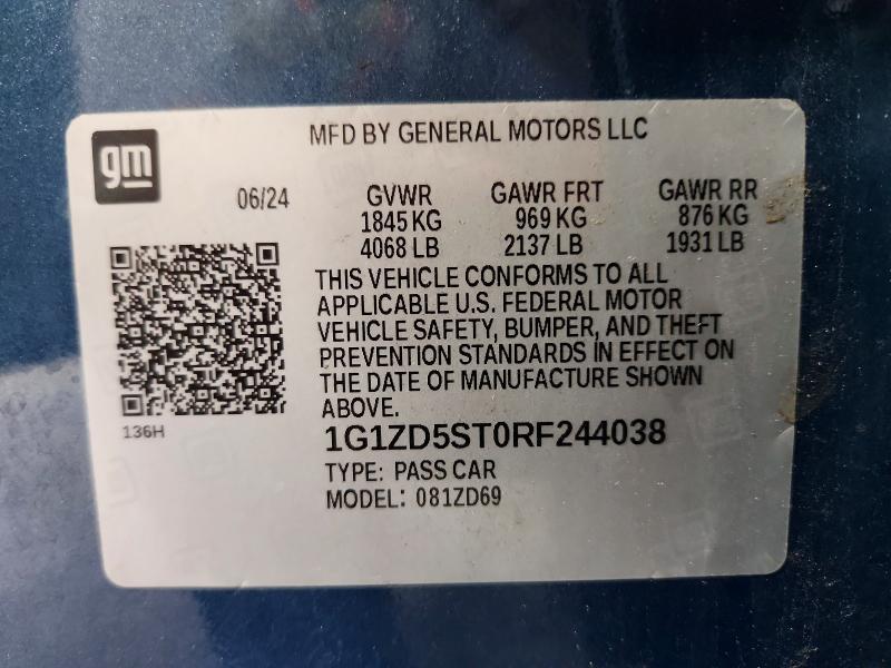 Продаж на аукціоні авто 2024 Chevrolet Malibu, vin: 1G1ZD5ST0RF244038, номер лоту: 70084626