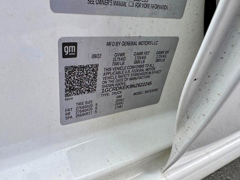 71439246 :رقم المزاد ، 1GCRDKEK9NZ622245 vin ، 2022 Chevrolet Silverado مزاد بيع