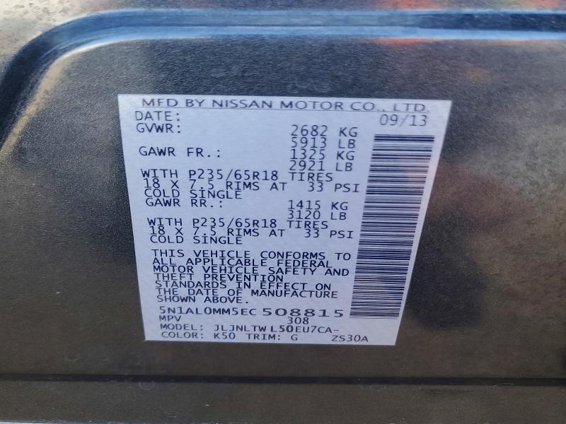 Aukcja sprzedaży 2014 Infiniti Qx60, vin: 5N1AL0MM5EC508815, numer aukcji: 68103896