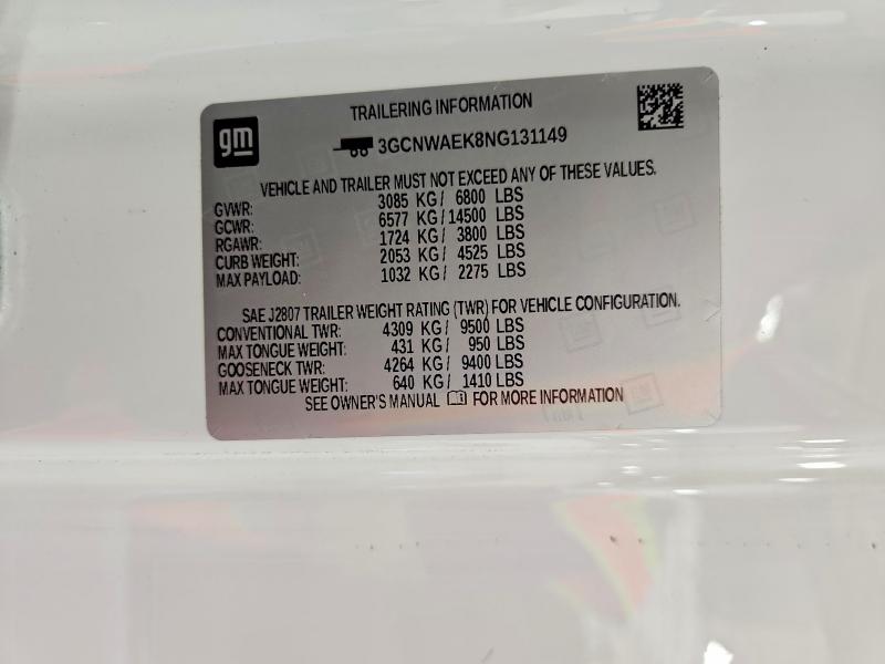 Aukcja sprzedaży 2022 Chevrolet Silverado Ltd, vin: 3GCNWAEK8NG131149, numer aukcji: 69308536