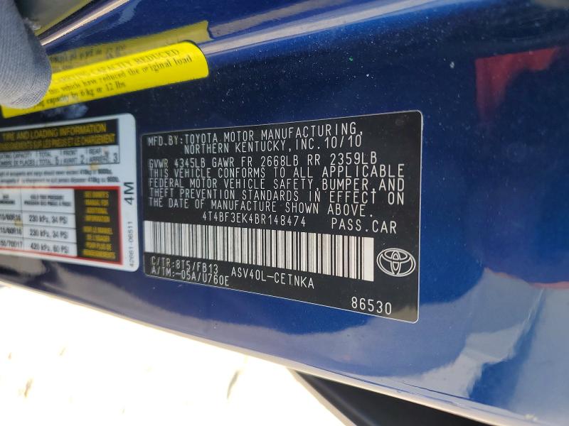 Продаж на аукціоні авто 2011 Toyota Camry, vin: 4T4BF3EK4BR148474, номер лоту: 69584106