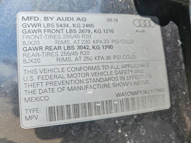 Aukcja sprzedaży 2019 Audi Q5, vin: WA1CNAFY3K2117963, numer aukcji: 68188766