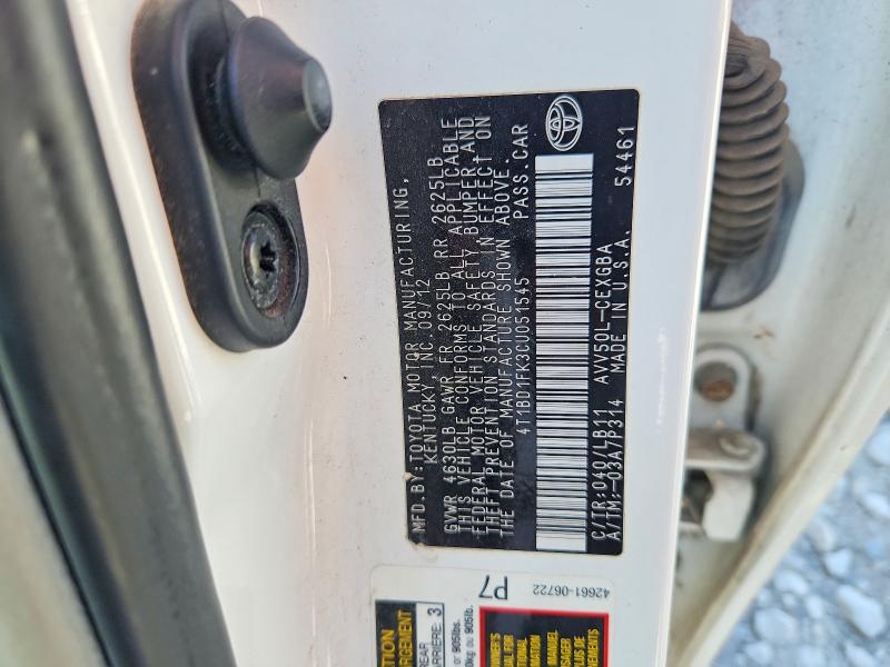 2012 Toyota Camry Hybrid მანქანა იყიდება აუქციონზე, vin: 4T1BD1FK3CU051545, აუქციონის ნომერი: 70830416