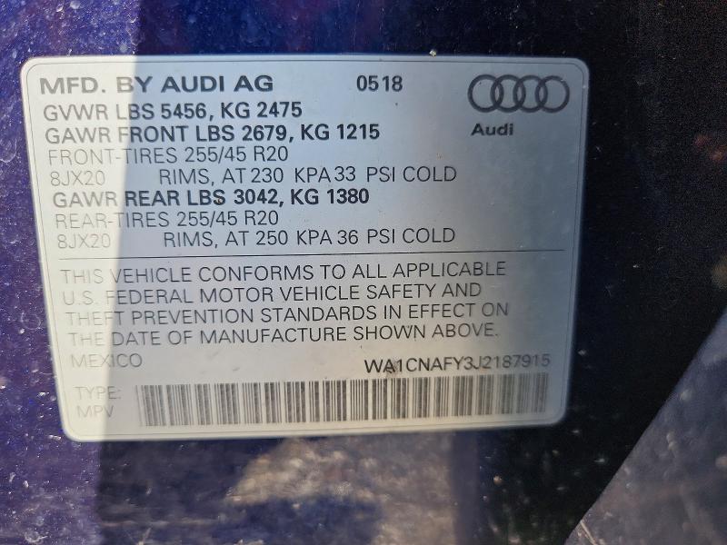 Продаж на аукціоні авто 2018 Audi Q5, vin: WA1CNAFY3J2187915, номер лоту: 67130636