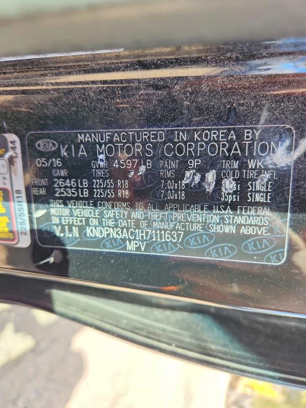 70686576 :رقم المزاد ، KNDPN3AC1H7111637 vin ، 2017 Kia Sportage مزاد بيع
