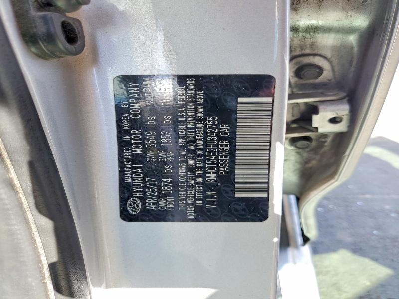 68226086 :رقم المزاد ، KMHCT5AE2HU342755 vin ، 2017 Hyundai Accent مزاد بيع