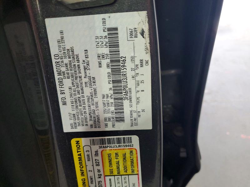 Продаж на аукціоні авто 2018 Ford Fusion, vin: 3FA6P0LU3JR159462, номер лоту: 69614766