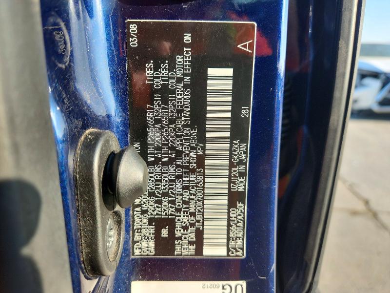 2008 Lexus Gx მანქანა იყიდება აუქციონზე, vin: JTJBT20X780163813, აუქციონის ნომერი: 68410856