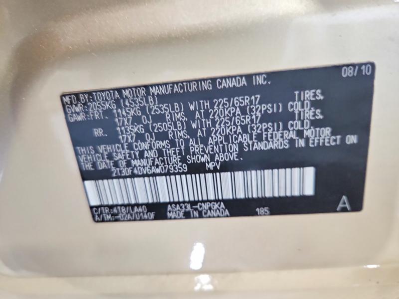 Auction sale of the 2010 Toyota Rav4, vin: 2T3DF4DV6AW079359, lot number: 69632376