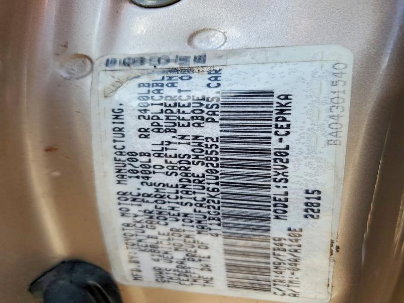 Aukcja sprzedaży 2001 Toyota Camry, vin: 4T1BG22K61U028552, numer aukcji: 68340666