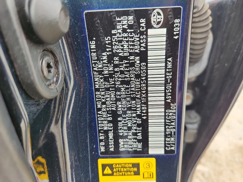67850836 :رقم المزاد ، 4T4BF1FK4GR540509 vin ، 2016 Toyota Camry مزاد بيع