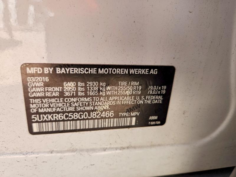 68578596 :رقم المزاد ، 5UXKR6C58G0J82466 vin ، 2016 Bmw X5 مزاد بيع