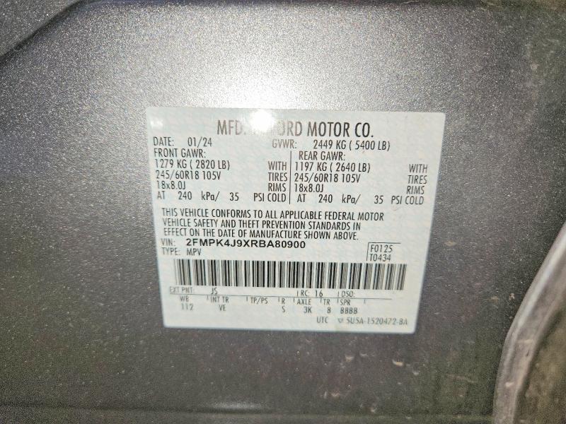 70084656 :رقم المزاد ، 2FMPK4J9XRBA80900 vin ، 2024 Ford Edge مزاد بيع