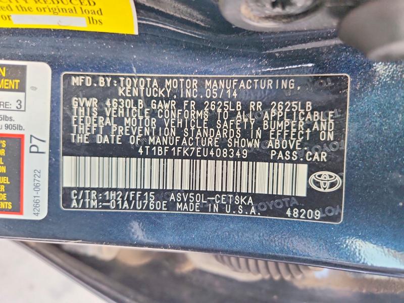 69393796 :رقم المزاد ، 4T1BF1FK7EU408349 vin ، 2014 Toyota Camry مزاد بيع