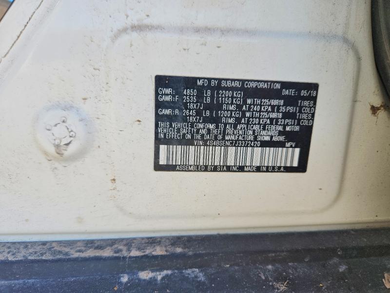 2018 Subaru Outback მანქანა იყიდება აუქციონზე, vin: 4S4BSENC7J3372420, აუქციონის ნომერი: 70219876