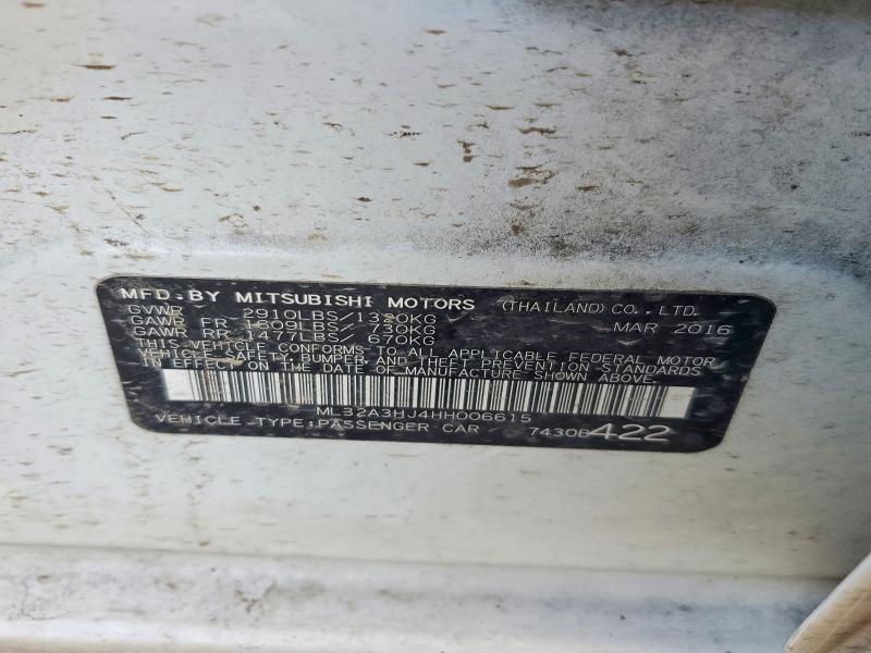 Aukcja sprzedaży 2017 Mitsubishi Mirage, vin: ML32A3HJ4HH006615, numer aukcji: 68635056
