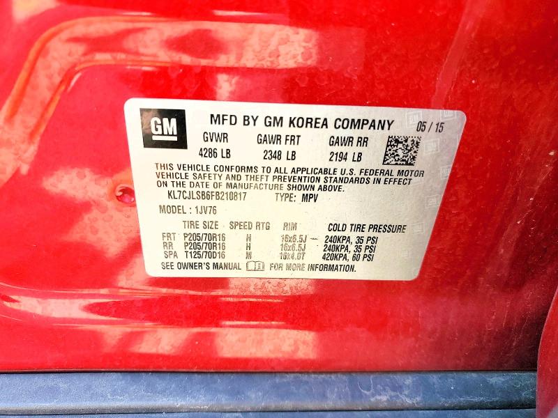 Продаж на аукціоні авто 2015 Chevrolet Trax, vin: KL7CJLSB6FB210817, номер лоту: 68210956