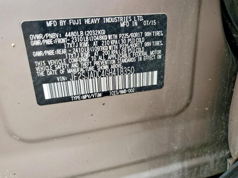 Aukcja sprzedaży 2016 Subaru Forester, vin: JF2SJADC4GH418350, numer aukcji: 69400786