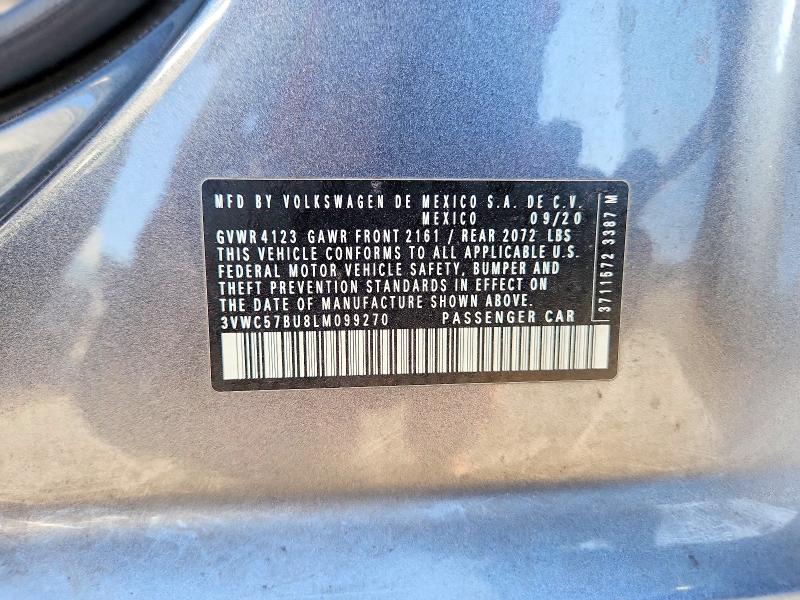 Aukcja sprzedaży 2020 Volkswagen Jetta, vin: 3VWC57BU8LM099270, numer aukcji: 69308416