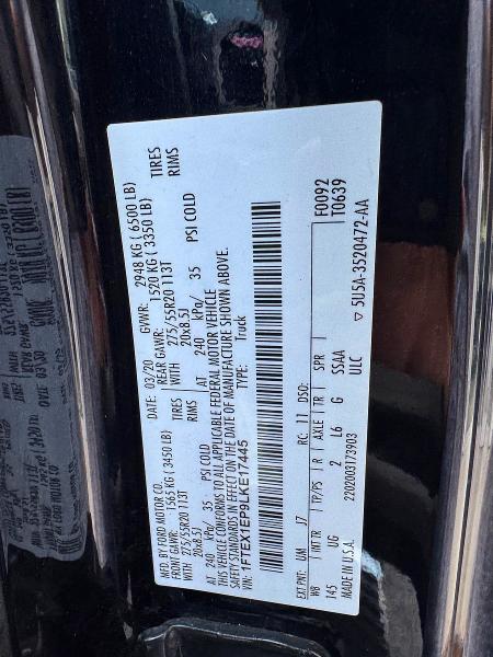 Aukcja sprzedaży 2020 Ford F150, vin: 1FTEX1EP9LKE17445, numer aukcji: 67915796