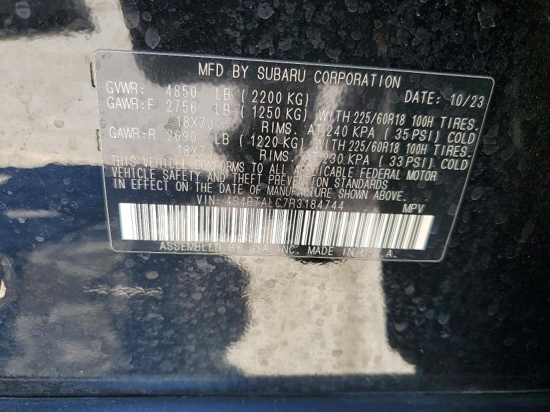 Aukcja sprzedaży 2024 Subaru Outback, vin: 4S4BTALC7R3184744, numer aukcji: 67828866