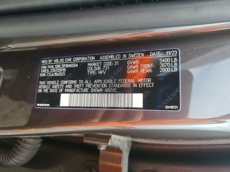 Aukcja sprzedaży 2024 Volvo Xc60, vin: YV4L12RL5R1846504, numer aukcji: 67260586