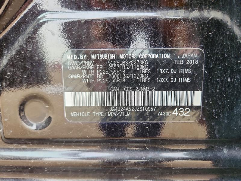 Продажа на аукционе авто 2018 Mitsubishi Outlander, vin: JA4J24A52JZ610957, номер лота: 69820806