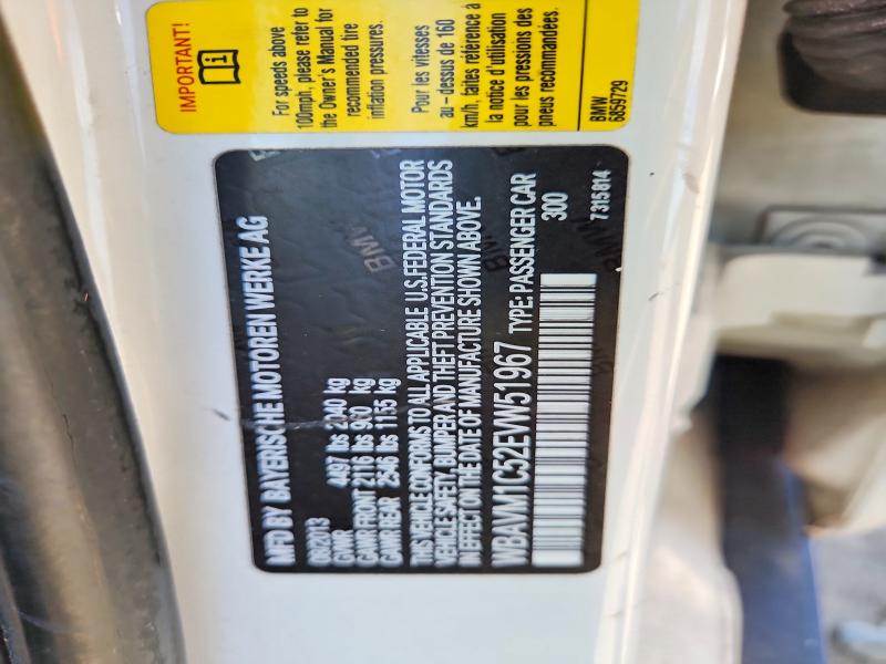 2014 Bmw X1 მანქანა იყიდება აუქციონზე, vin: WBAVM1C52EVW51967, აუქციონის ნომერი: 67516106