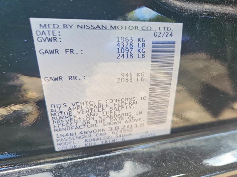 Продаж на аукціоні авто 2024 Nissan Altima, vin: 1N4BL4BV0RN382018, номер лоту: 67911256