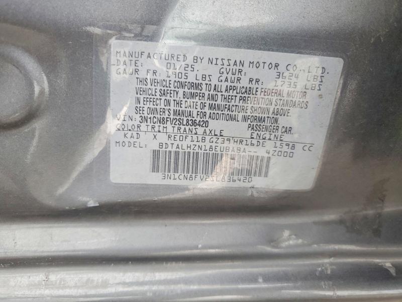 Aukcja sprzedaży 2025 Nissan Versa, vin: 3N1CN8FV2SL836420, numer aukcji: 69413176
