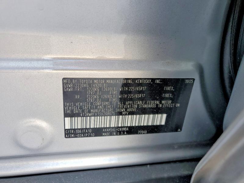 69100936 :رقم المزاد ، 4T3RWRFV1SU208075 vin ، 2025 Toyota Rav4 Hybrid مزاد بيع