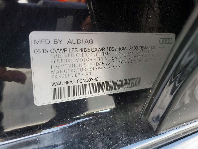 2016 Audi A4 მანქანა იყიდება აუქციონზე, vin: WAUHFAFL8GN003389, აუქციონის ნომერი: 69072986