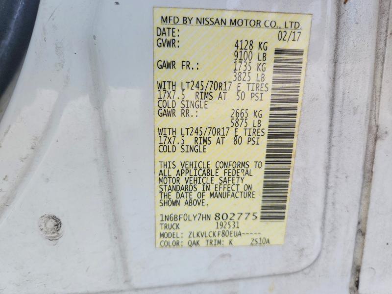 69657446 :رقم المزاد ، 1N6BF0LY7HN802775 vin ، 2017 Nissan Nv مزاد بيع