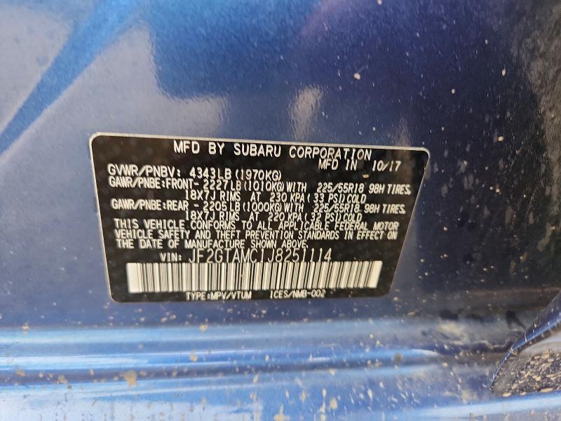 67154016 :رقم المزاد ، JF2GTAMC1J8251114 vin ، 2018 Subaru Crosstrek مزاد بيع