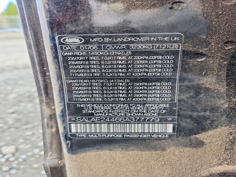 Aukcja sprzedaży 2006 Land Rover Lr3, vin: SALAE24466A377779, numer aukcji: 69591176