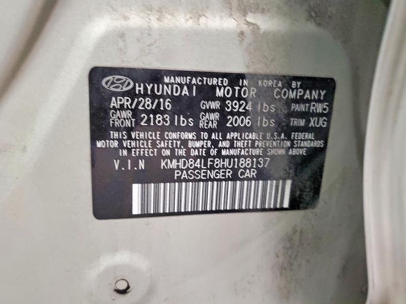 Продаж на аукціоні авто 2017 Hyundai Elantra, vin: KMHD84LF8HU188137, номер лоту: 68790836