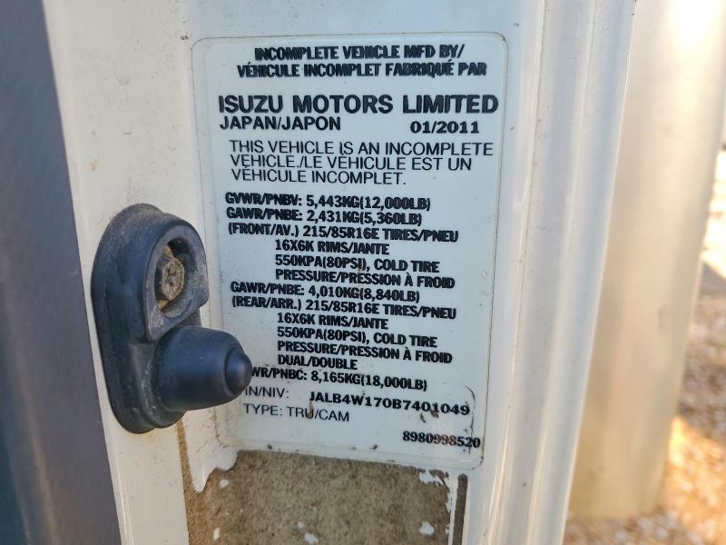 67854936 :رقم المزاد ، JALB4W170B7401049 vin ، 2011 Isuzu Npr مزاد بيع
