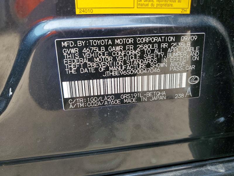 Auction sale of the 2009 Lexus Gs, vin: JTHBE96S090047046        , lot number: 68679346