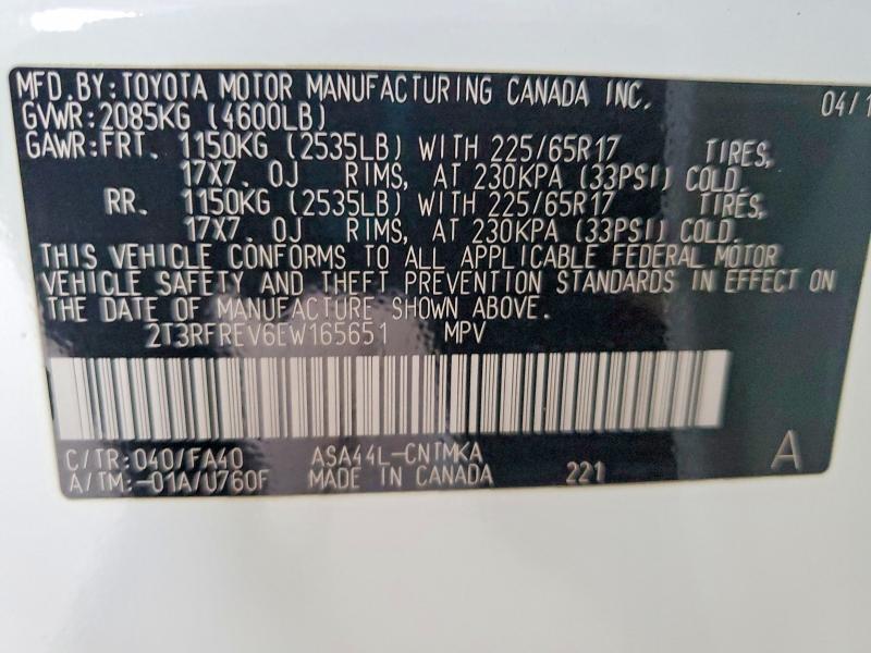 Продаж на аукціоні авто 2014 Toyota Rav4, vin: 2T3RFREV6EW165651, номер лоту: 70480356