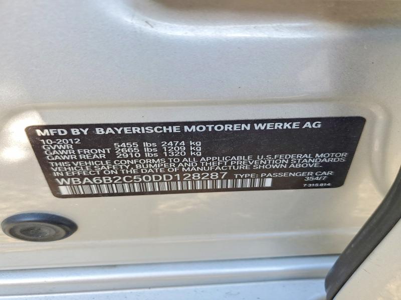 Aukcja sprzedaży 2013 Bmw 650, vin: WBA6B2C50DD128287, numer aukcji: 68058966