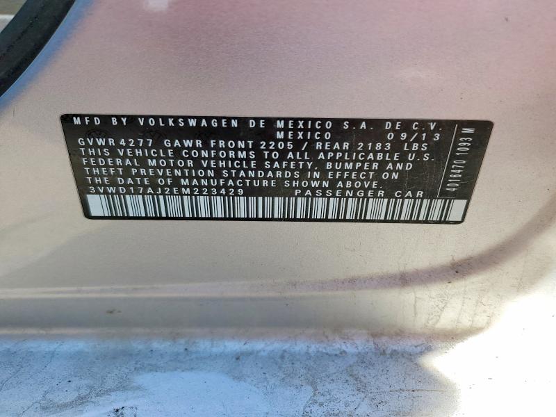 68040756 :رقم المزاد ، 3VWD17AJ2EM223429 vin ، 2014 Volkswagen Jetta مزاد بيع