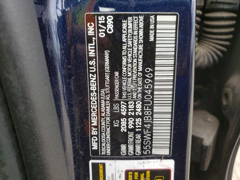 67916796 :رقم المزاد ، 55SWF4JB8FU045969 vin ، 2015 Mercedes-benz C مزاد بيع
