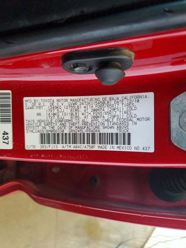 67739806 :رقم المزاد ، 3TMLU4EN1BM066330 vin ، 2011 Toyota Tacoma مزاد بيع