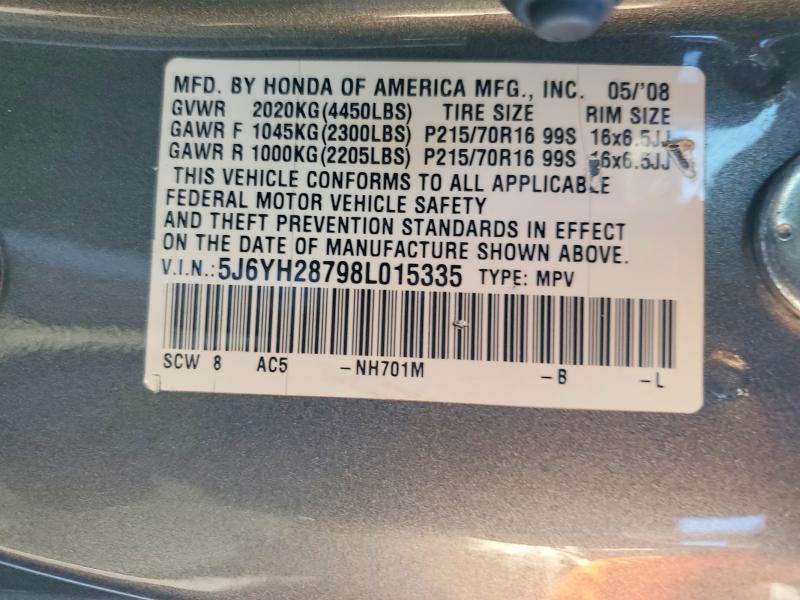 68264586 :رقم المزاد ، 5J6YH28798L015335 vin ، 2008 Honda Element مزاد بيع